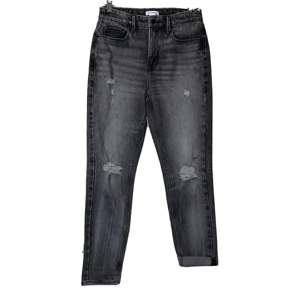 Good American Good Girlfriend Jean Womens 2 26 In Black Style GG602BT High Rise